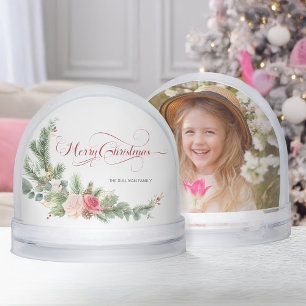 Elegant Floral Calligraphy Snow Globe