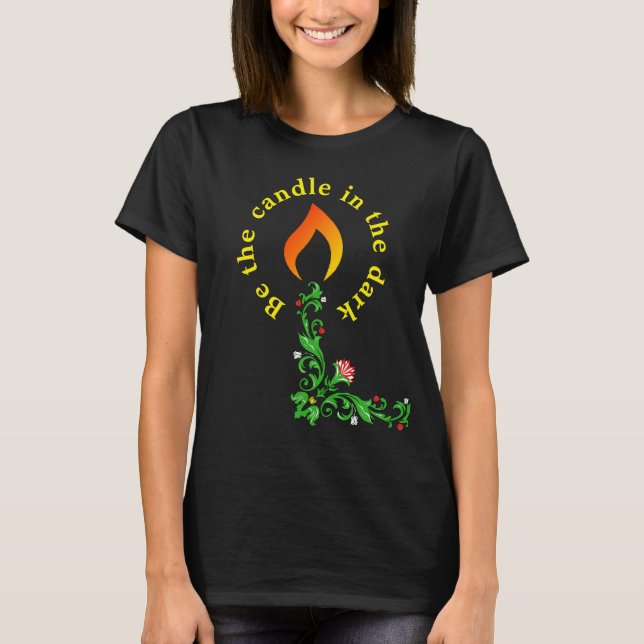 Elegant Floral Candle Unisex Tee:Customisable text T-Shirt (Front)