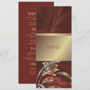 Elegant Floral  Caoba   Gold Menu Cards