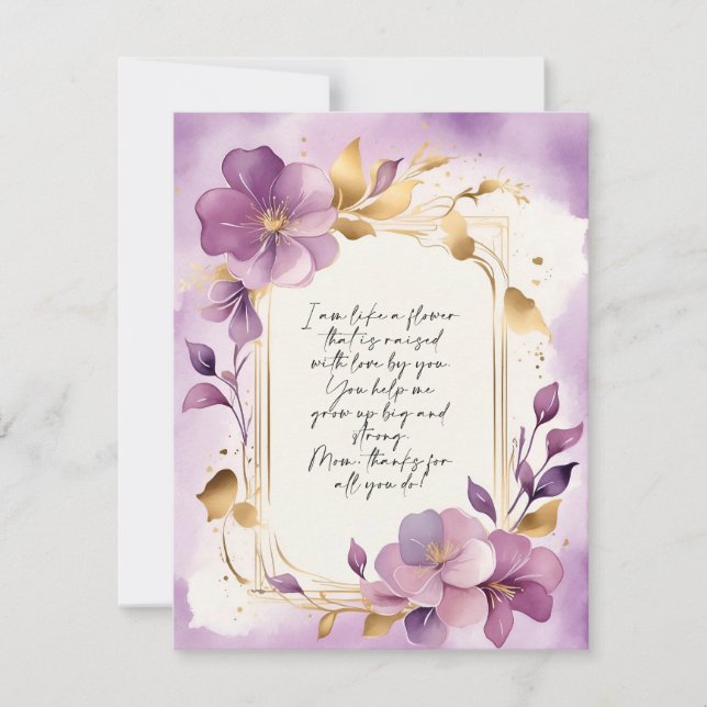 Elegant Floral Card with Heartfelt Message (Front)