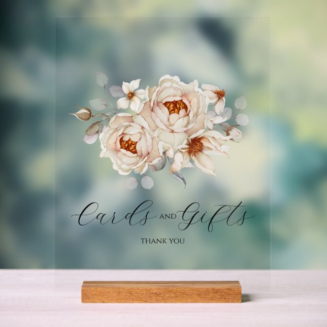 Elegant Floral Cards and Gifts Sign (Neutral)