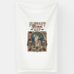Elegant Floral Cat Cat Art Nouveau Vintage Vector  Banner