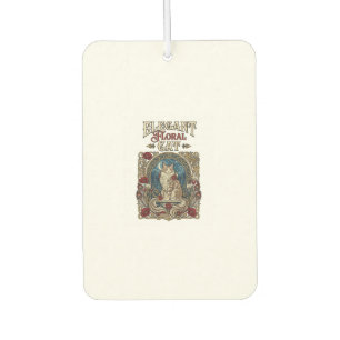 Elegant Floral Cat Cat Art Nouveau Vintage Vector Car Air Freshener