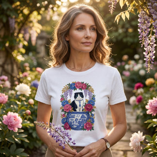 Elegant Floral Cat T-Shirt