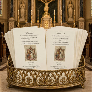 Elegant Floral Catholic Wedding Mass Program