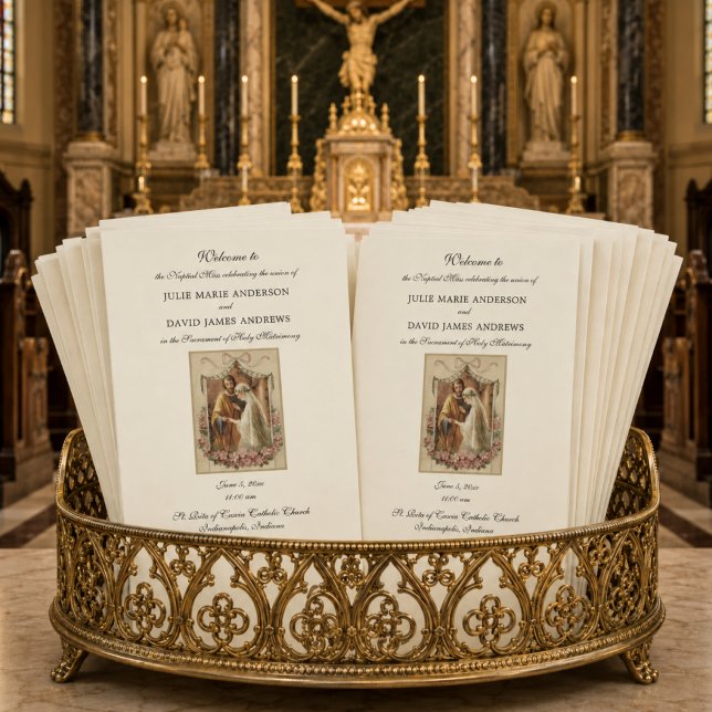Elegant Floral Catholic Wedding Mass Program (Creator Uploaded)