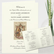 Elegant Floral Catholic Wedding Mass Program