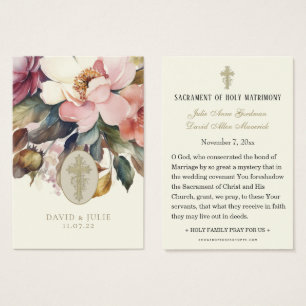 Elegant Floral Catholic Wedding Prayer Card