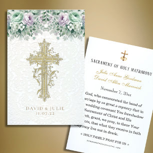 Elegant Floral Catholic Wedding Prayer Card
