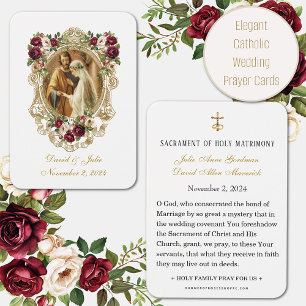 Elegant Floral Catholic Wedding Prayer Card