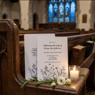 Elegant Floral "Celebrating the Life" Funeral Invitation