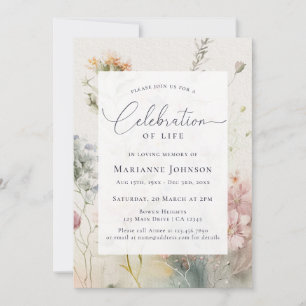 Elegant Floral Celebration of Life Memorial Invitation