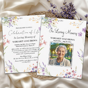 Elegant Floral Celebration Of Life Photo Invitation