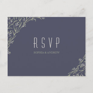 Elegant floral chalkboard rustic wedding RSVP Invitation Postcard