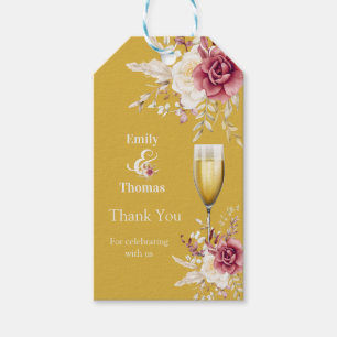 elegant floral champagane glass wedding engagement gift tags