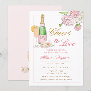 Elegant Floral Champagne Bridal Shower Invitation