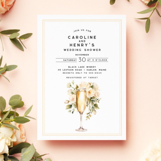 Elegant Floral Champagne Couples Wedding Shower Invitation (Creator Uploaded)
