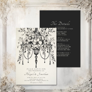 Elegant Floral Chandelier All in One Wedding  Invitation