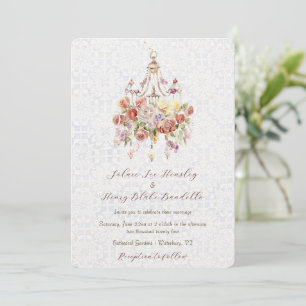 Elegant Floral Chandelier Wedding Invitation