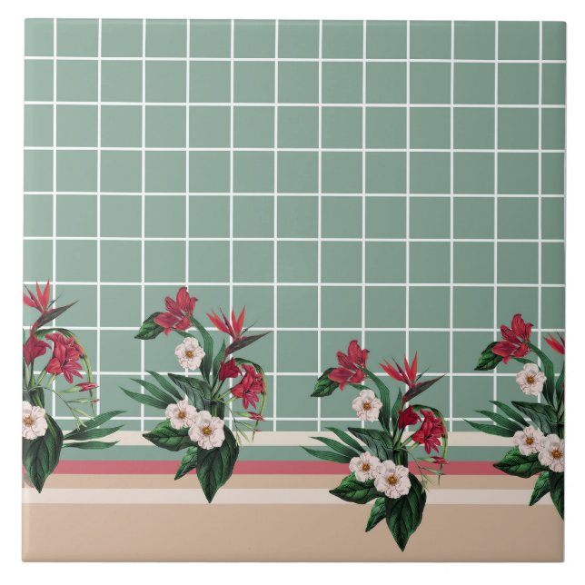 Elegant Floral Checked  Tile (Front)