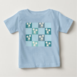 Elegant Floral Chequerboard Seamless Pattern in So Baby T-Shirt