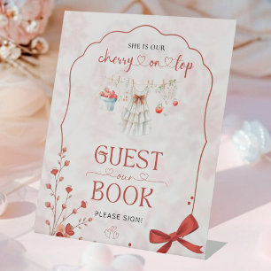 Elegant Floral Cherry Baby Shower Guest Book Sign 