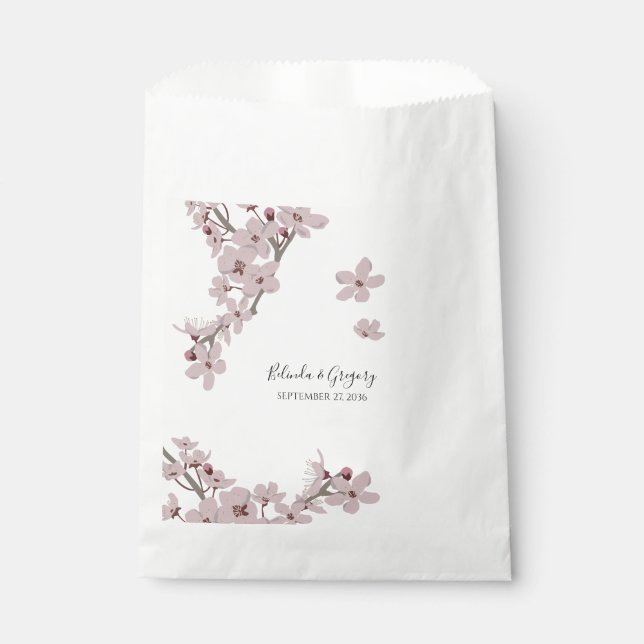 Elegant Floral Cherry Blossom Wedding   Favour Bags (Front)