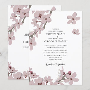 Elegant Floral Cherry Blossom Wedding Invitations