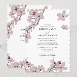 Elegant Floral Cherry Blossom Wedding Invitations
