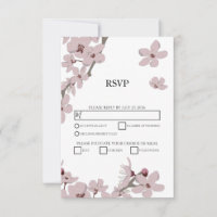 Elegant Floral Cherry Blossom Wedding RSVP Cards