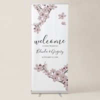 Elegant Floral Cherry Blossom Wedding Welcome Sign