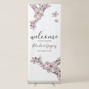 Elegant Floral Cherry Blossom Wedding Welcome Sign