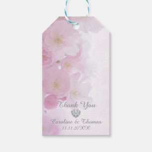 Elegant Floral Cherry Blossoms Thank You Wedding Gift Tags