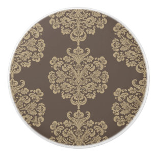 Elegant floral chic gold damask pattern ceramic knob