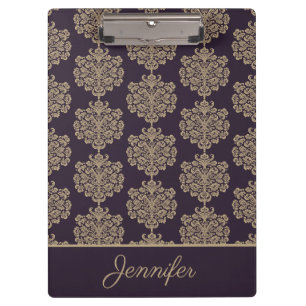 Elegant floral chic gold damask pattern clipboard