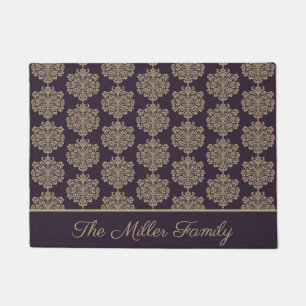 Elegant floral chic gold damask pattern doormat