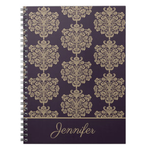 Elegant floral chic gold damask pattern notebook