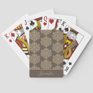 Elegant floral chic gold damask pattern playing cards