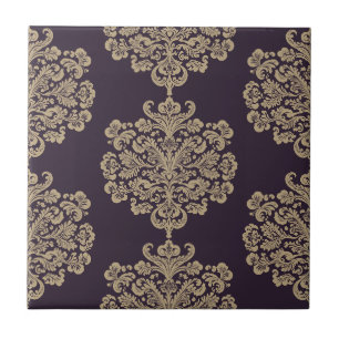 Elegant floral chic gold damask pattern tile