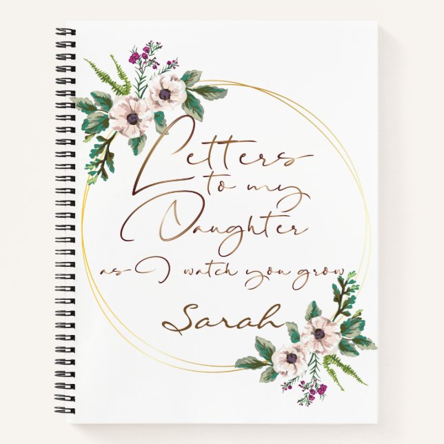 Elegant Floral chic Letters design Notebook (Front)