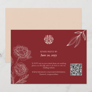 Elegant Floral Chinese Wedding RSVP Invitation