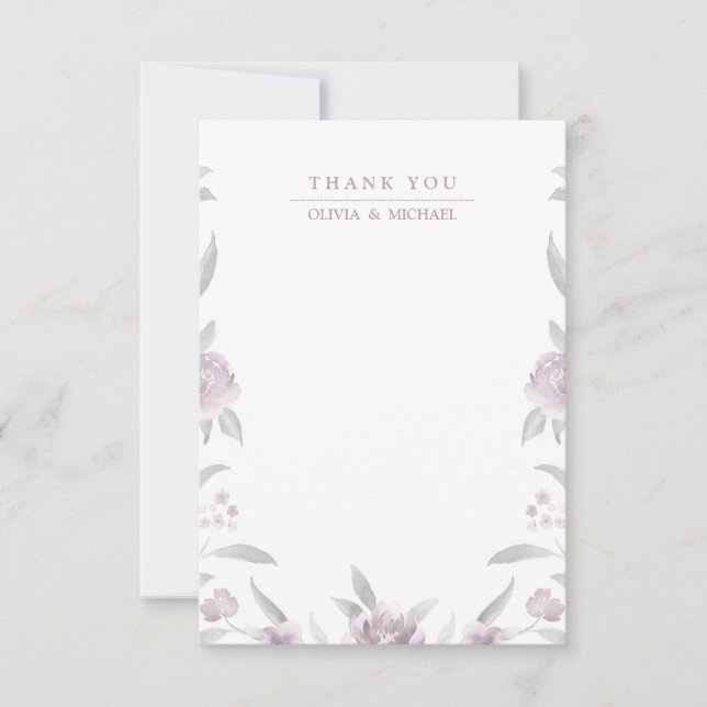 Elegant floral Chinoiserie Wedding thank you Card (Front)
