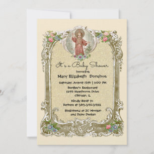 Elegant Floral Christian Baby Shower Invitation