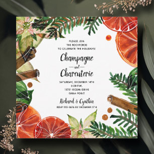 Elegant Floral Christmas Holiday Invitation