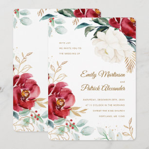 Elegant Floral Christmas Wedding Invitation
