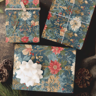 Elegant Floral Christmas Wrapping Paper Sheet