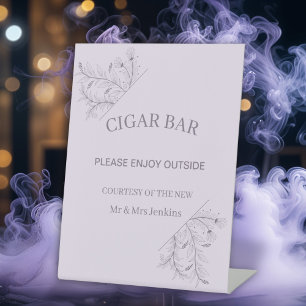 Elegant Floral "Cigar Bar" Wedding Pedestal Sign