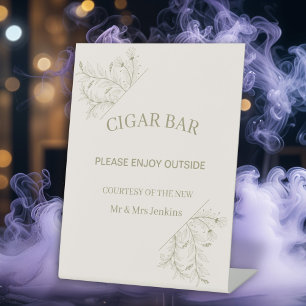 Elegant Floral "Cigar Bar" Wedding Pedestal Sign