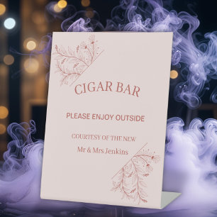 Elegant Floral "Cigar Bar" Wedding Pedestal Sign