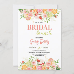Elegant Floral Citrus Bridal Shower Invitation